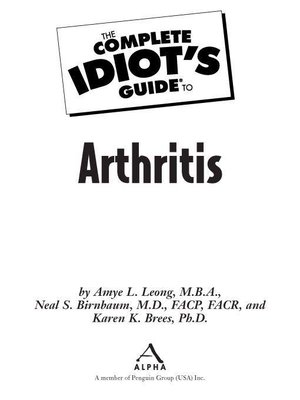 cover image of The Complete Idiot's Guide to Arthritis